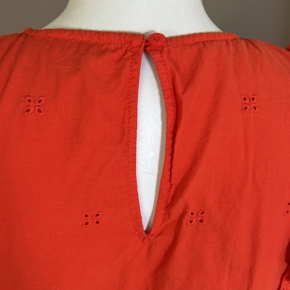 Kate Spade Eyelet Ruffle Top Geranium Orange Keyhole Back Sz L - Picture 8 of 12